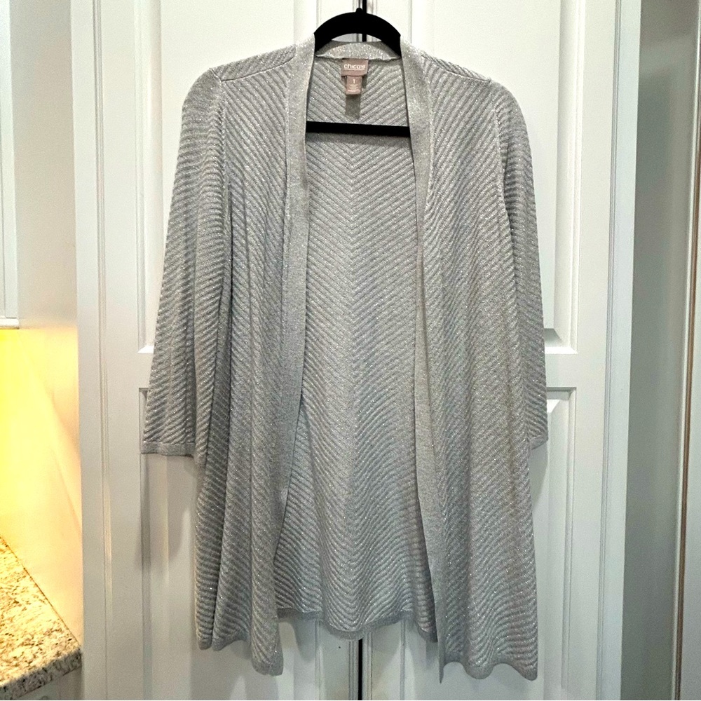 Chicos Silver Cardigan